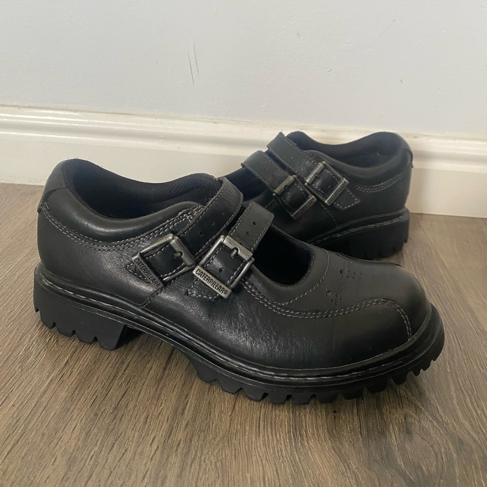 Caterpillar brand Women’s 7.5 Black Leather Mary Jane shoes #72445